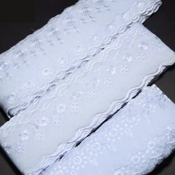 Bordado Inglês 5cm Peça com 13,7 metros - Lese Bico Tira Bordada - 90% Poliéster 10% Algodão