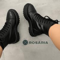 Bota Coturno Feminino Tratorada Com Ziper Blogueira Cano Curto Confortável