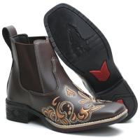 Botina Bota Feminina Cano Curto Country Texana Rodeio Roça Cor Café Envio Imediato Cowboy Floral Orange