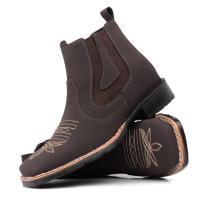 Botina Country Masculina – Bico Quadrado, Bordado Estilo Western | Pronta Entrega | Botina Country Texana Masculina