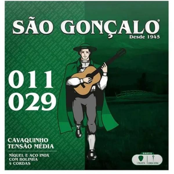 ENCORDOAMENTO SAO GONCALO PARA CAVACO/ BANJO NIQUEL C/ BOLINHA 011 + PALHETA