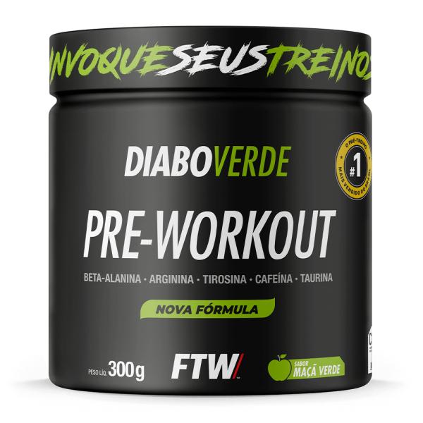 FTW Diabo Verde Pré-Treino #Pre-Workout 300g Energia Força e Foco com Cafeína, Beta-Alanina Sabores